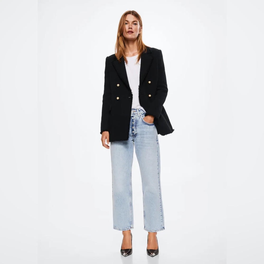 Mango Buttons Tweed Blazer (nwt)